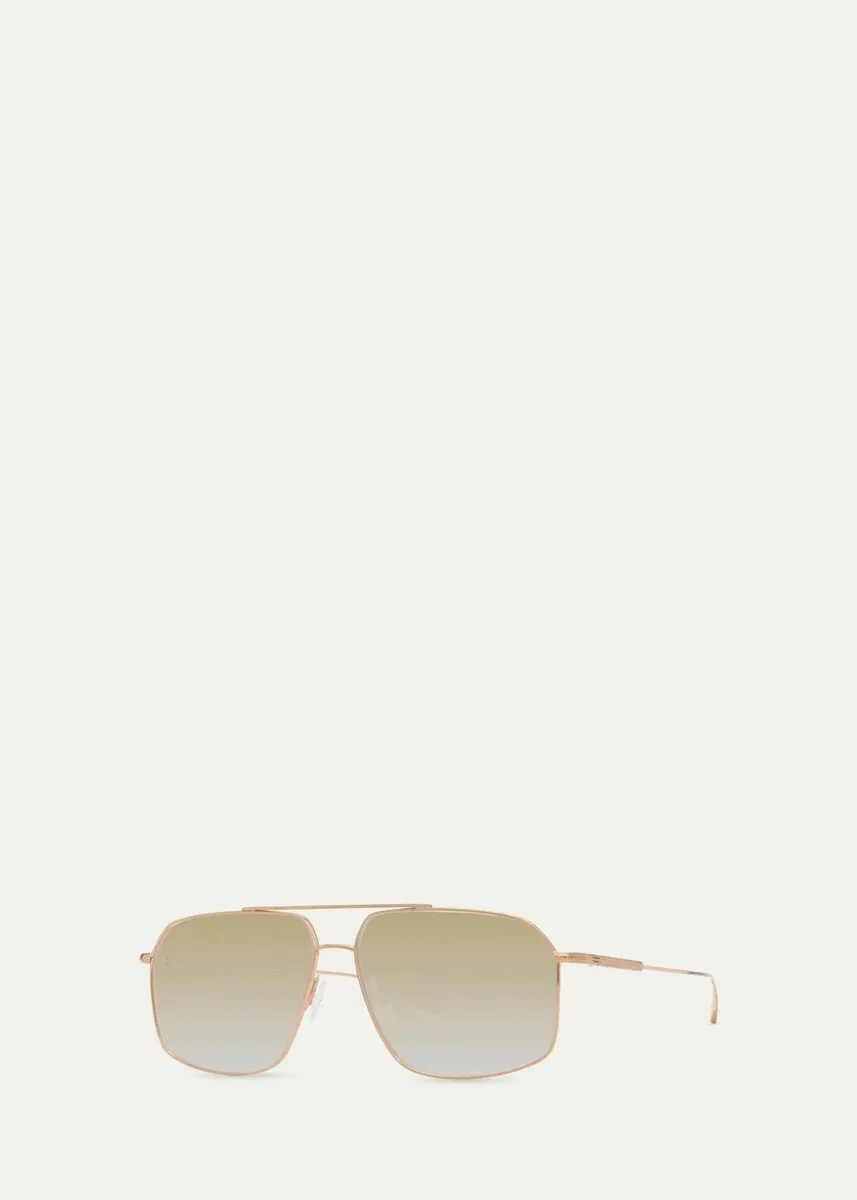 BARTON PERREIRA Men's Double-Bridge Titanium Aviator Sunglasses | Thumbnail 2 BARTON PERREIRA Men's Double-Bridge Titanium Aviator Sunglasses | Thumbnail 2