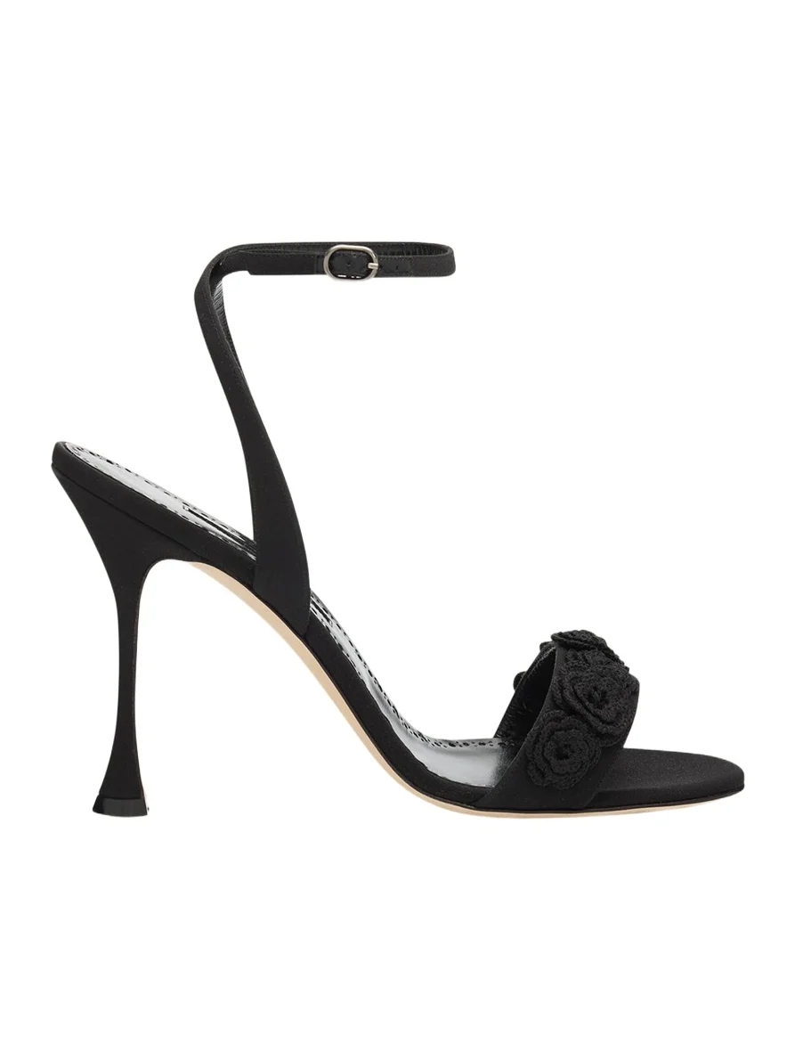 105mm Raosnu Crochet Flower Ankle-Strap Sandals 105mm Raosnu Crochet Flower Ankle-Strap Sandals