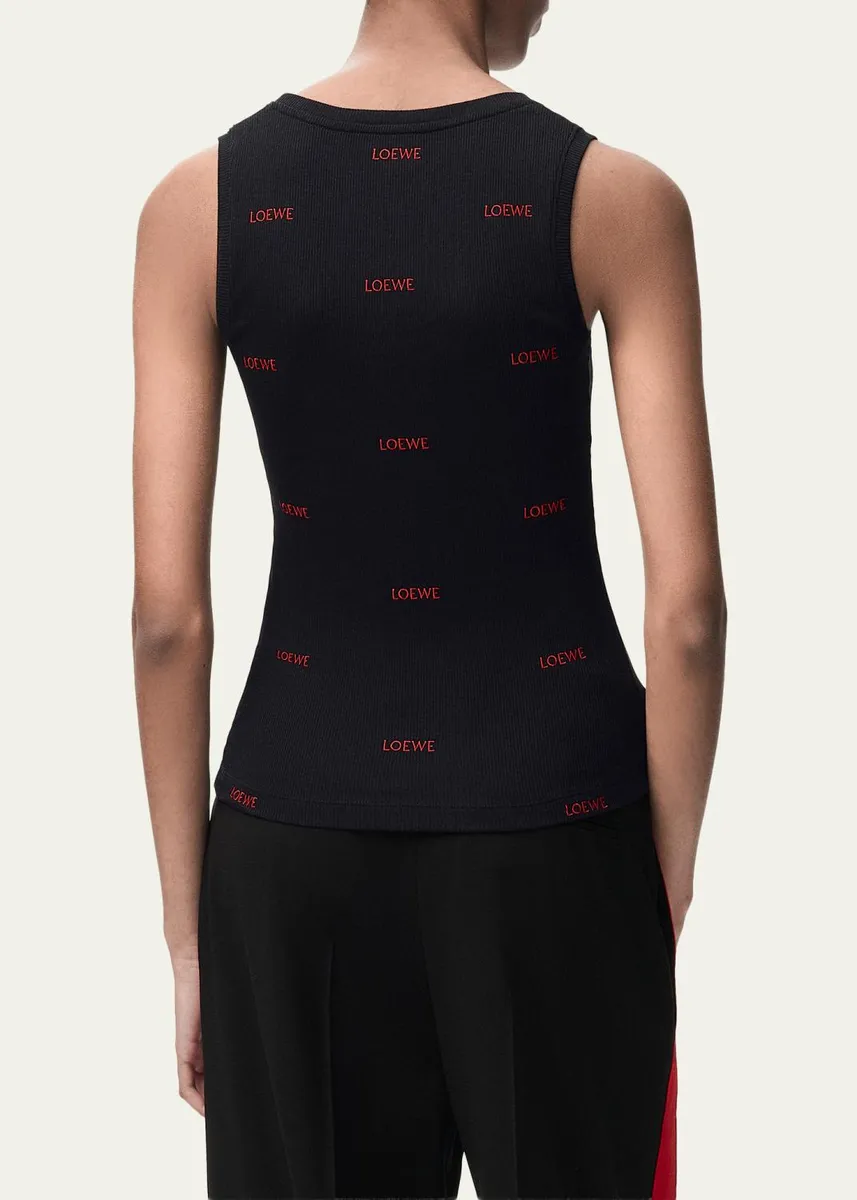 Loewe All-Over Logo Embroidered Rib Tank Top | Thumbnail 3 Loewe All-Over Logo Embroidered Rib Tank Top | Thumbnail 3
