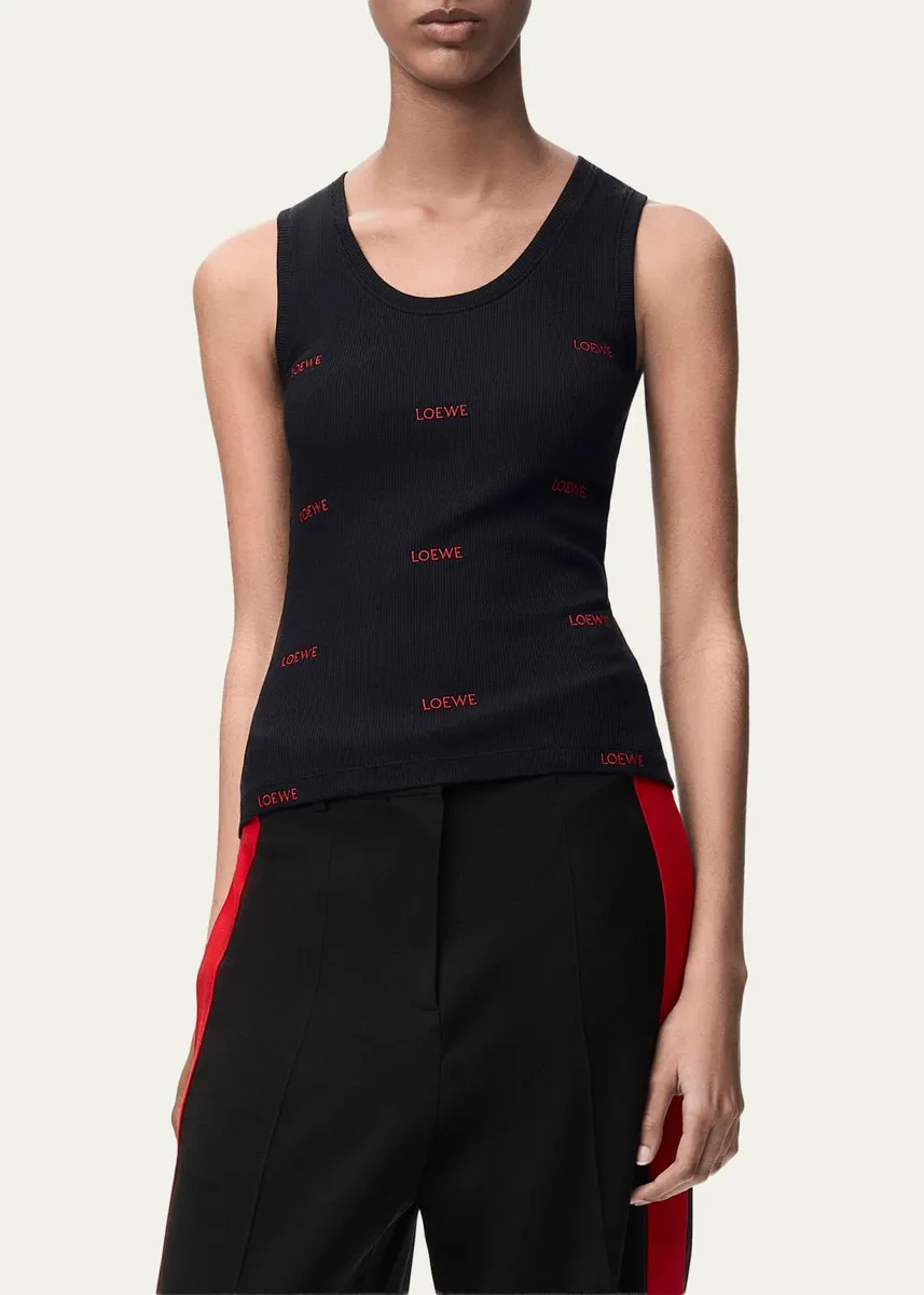 Loewe All-Over Logo Embroidered Rib Tank Top | Thumbnail 4 Loewe All-Over Logo Embroidered Rib Tank Top | Thumbnail 4
