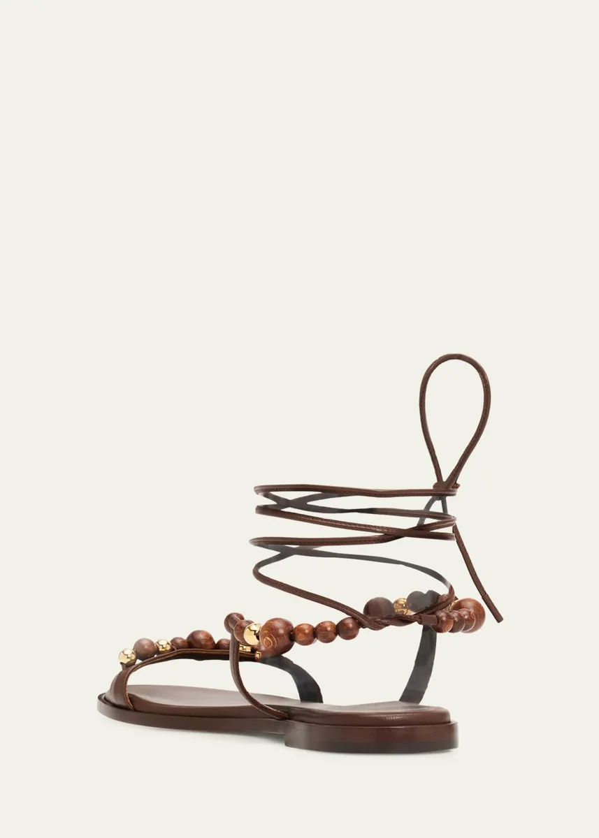 Gianvito Rossi Beaded Nappa Leather Flat Ankle-Tie Sandals | Thumbnail 4 Gianvito Rossi Beaded Nappa Leather Flat Ankle-Tie Sandals | Thumbnail 4