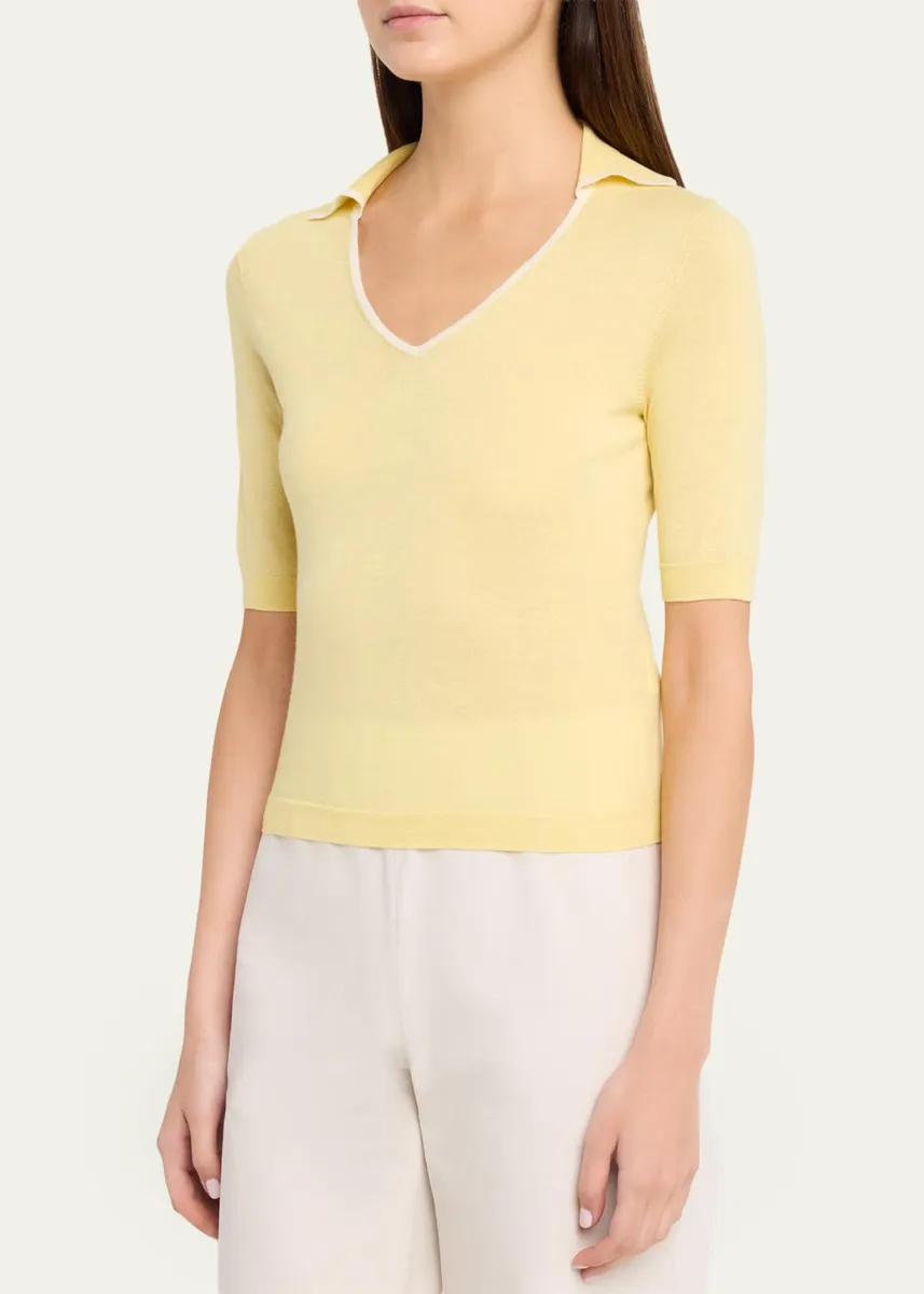 Vince Tipped Elbow-Sleeve Knit Top | Thumbnail 4 Vince Tipped Elbow-Sleeve Knit Top | Thumbnail 4