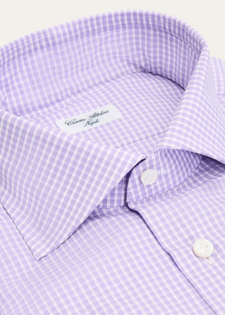 Cesare Attolini Men's Micro-Graph Check Dress Shirt | Thumbnail 2 Cesare Attolini Men's Micro-Graph Check Dress Shirt | Thumbnail 2