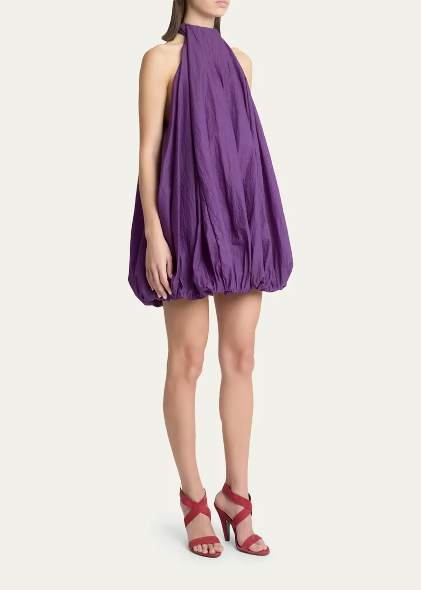 ALAÏA Halter Crinkle Balloon Mini Dress | Thumbnail 4 ALAÏA Halter Crinkle Balloon Mini Dress | Thumbnail 4