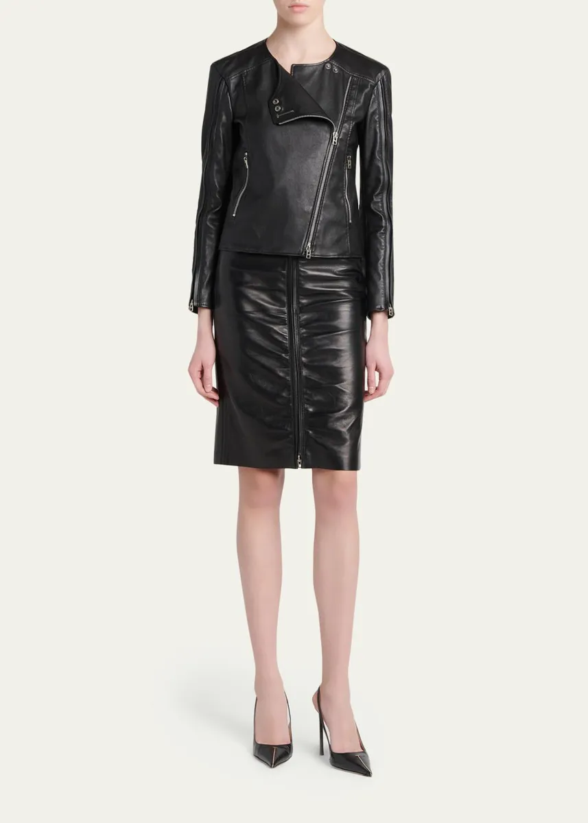 Tom Ford Collarless Leather Moto Jacket | Thumbnail 2 Tom Ford Collarless Leather Moto Jacket | Thumbnail 2