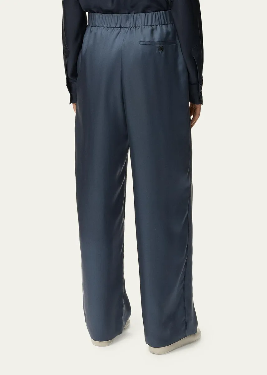 Loewe Logo-Band Satin Wide-Leg Pull-On Pants | Thumbnail 3