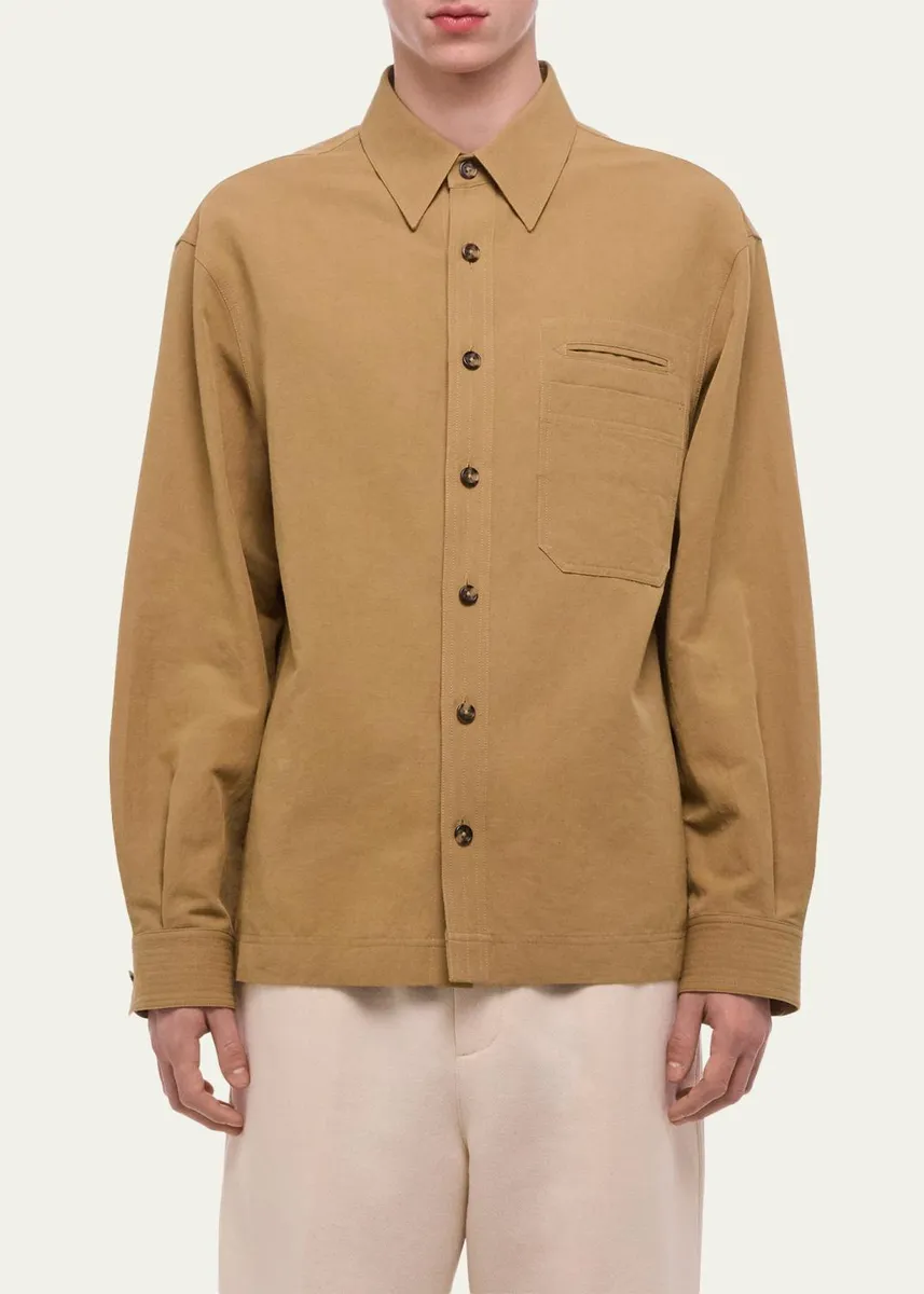 Helmut Lang Men's Sailor Slub Cotton and Linen Overshirt | Thumbnail 4 Helmut Lang Men's Sailor Slub Cotton and Linen Overshirt | Thumbnail 4
