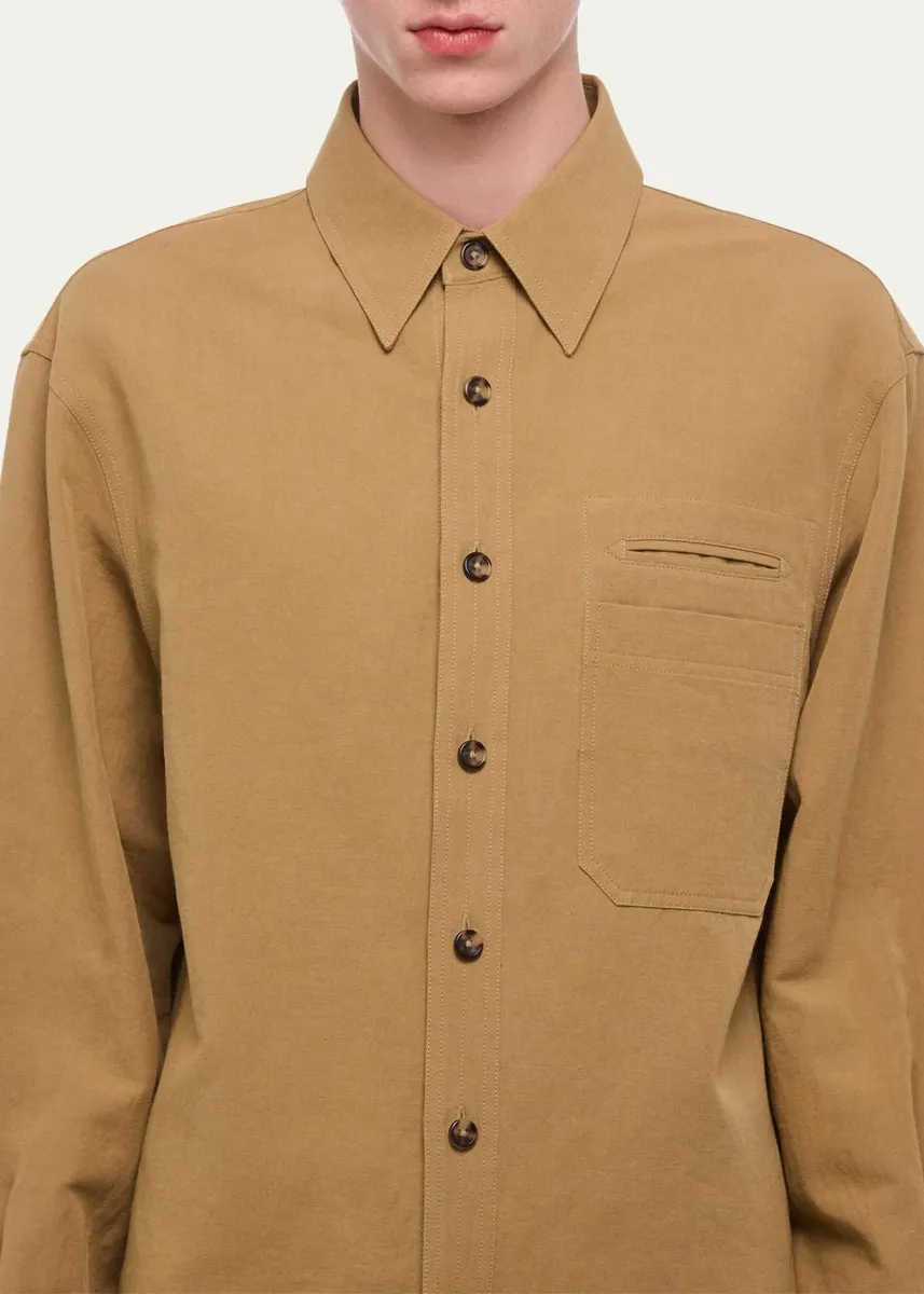 Helmut Lang Men's Sailor Slub Cotton and Linen Overshirt | Thumbnail 5 Helmut Lang Men's Sailor Slub Cotton and Linen Overshirt | Thumbnail 5