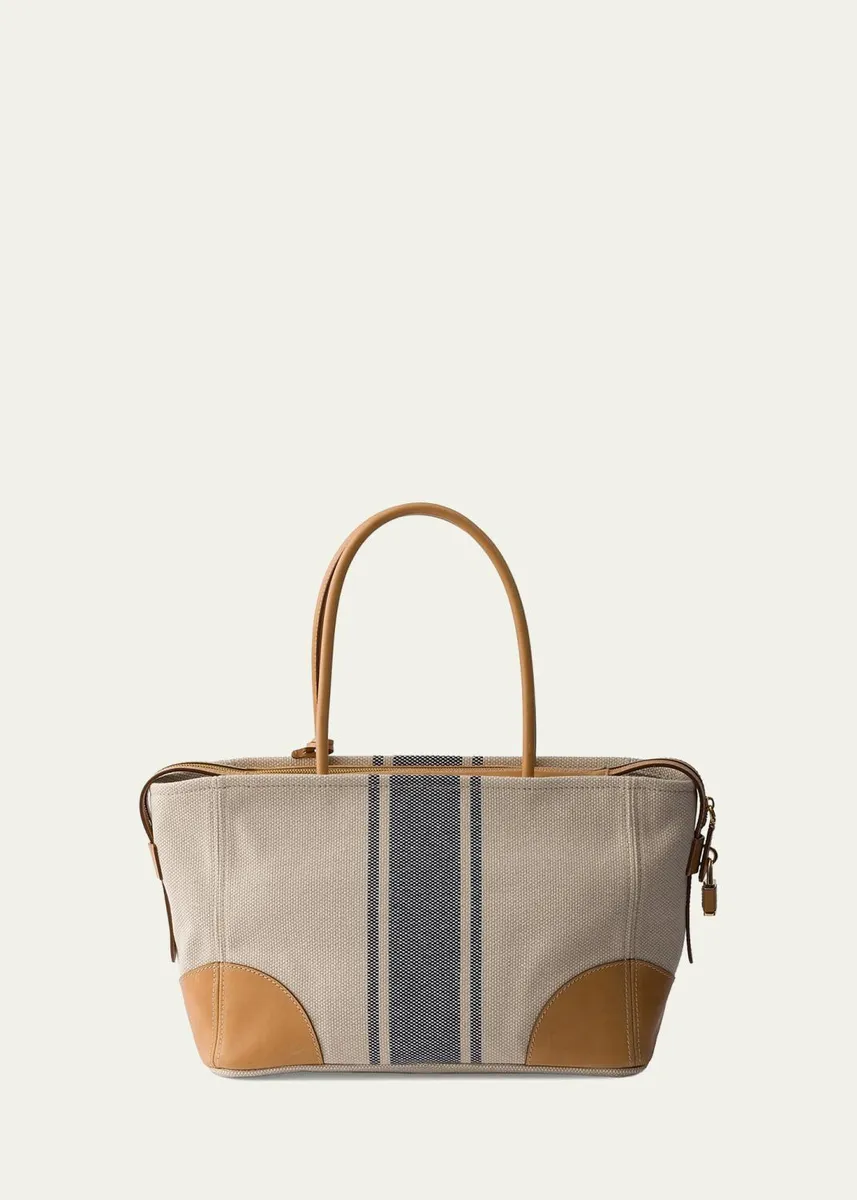 Prada Large Canvas and Leather Tote Bag | Thumbnail 2 Prada Large Canvas and Leather Tote Bag | Thumbnail 2