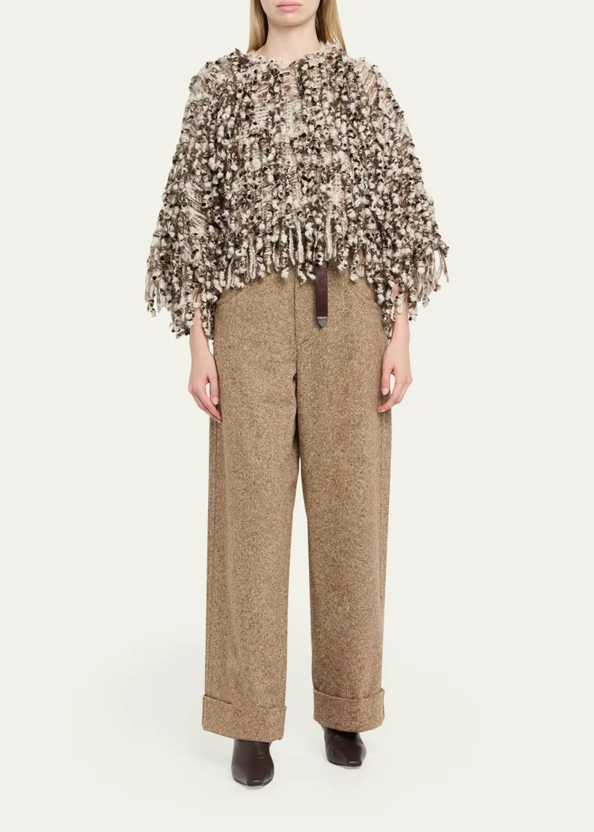 Brunello Cucinelli Embellished Curly Mohair Cape | Thumbnail 2 Brunello Cucinelli Embellished Curly Mohair Cape | Thumbnail 2