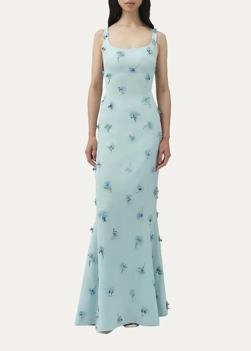 Simkhai Briella 3D Floral Beaded Trumpet Gown | Thumbnail 2 Simkhai Briella 3D Floral Beaded Trumpet Gown | Thumbnail 2