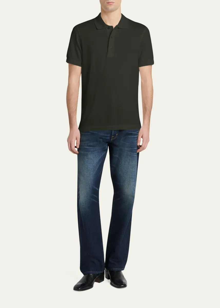 Tom Ford Men's Lyocell Pique Polo Shirt | Thumbnail 2