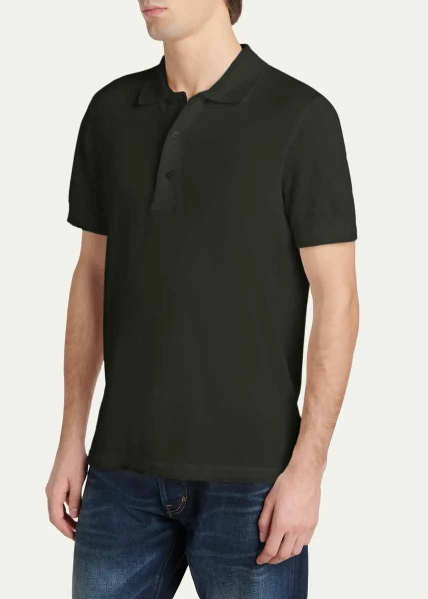 Tom Ford Men's Lyocell Pique Polo Shirt | Thumbnail 4