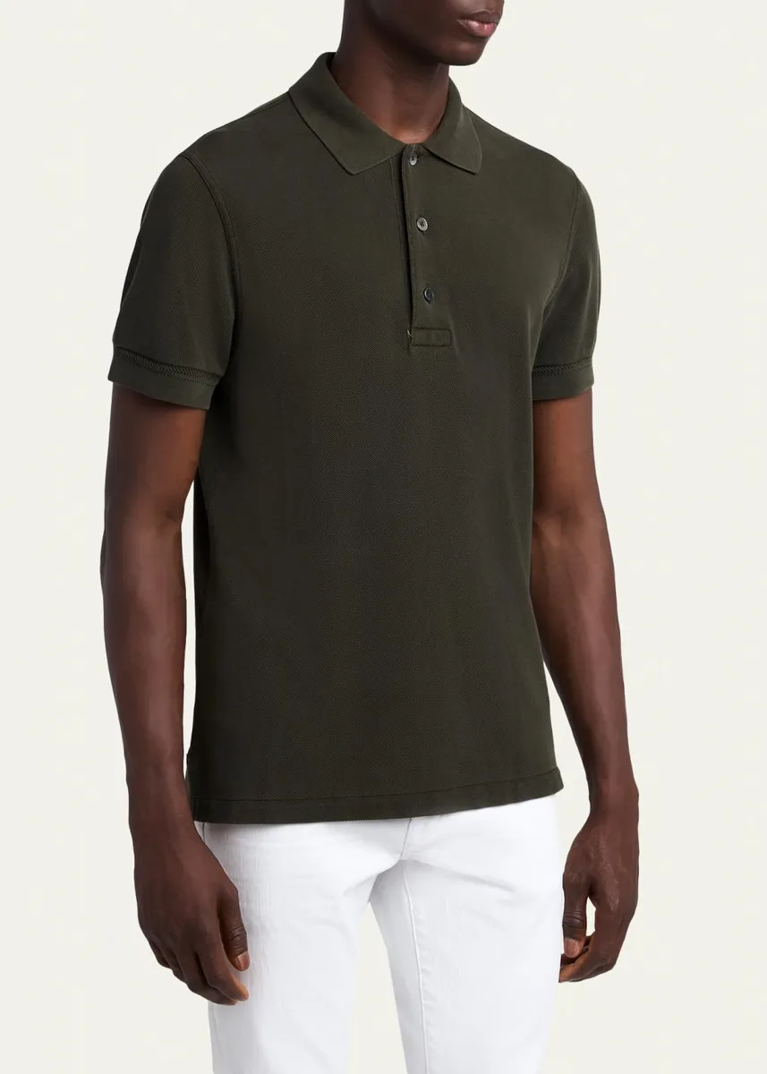 Tom Ford Men's Lyocell Pique Polo Shirt | Thumbnail 8
