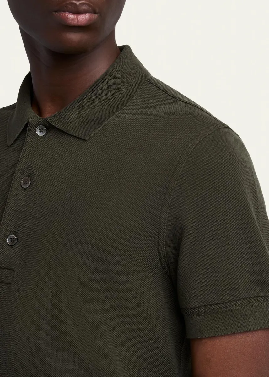 Tom Ford Men's Lyocell Pique Polo Shirt | Thumbnail 9
