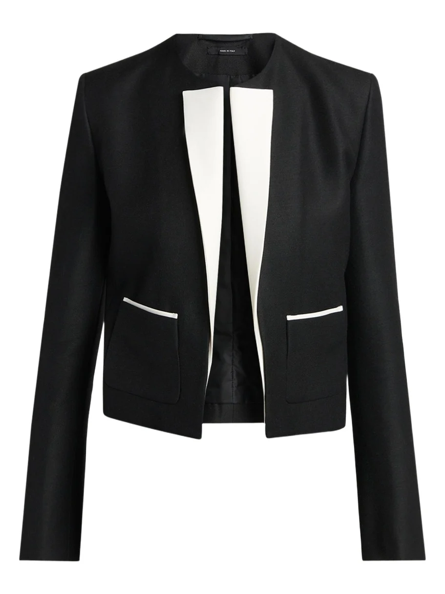 Contrast Silk-Lapel Open Jacket Contrast Silk-Lapel Open Jacket
