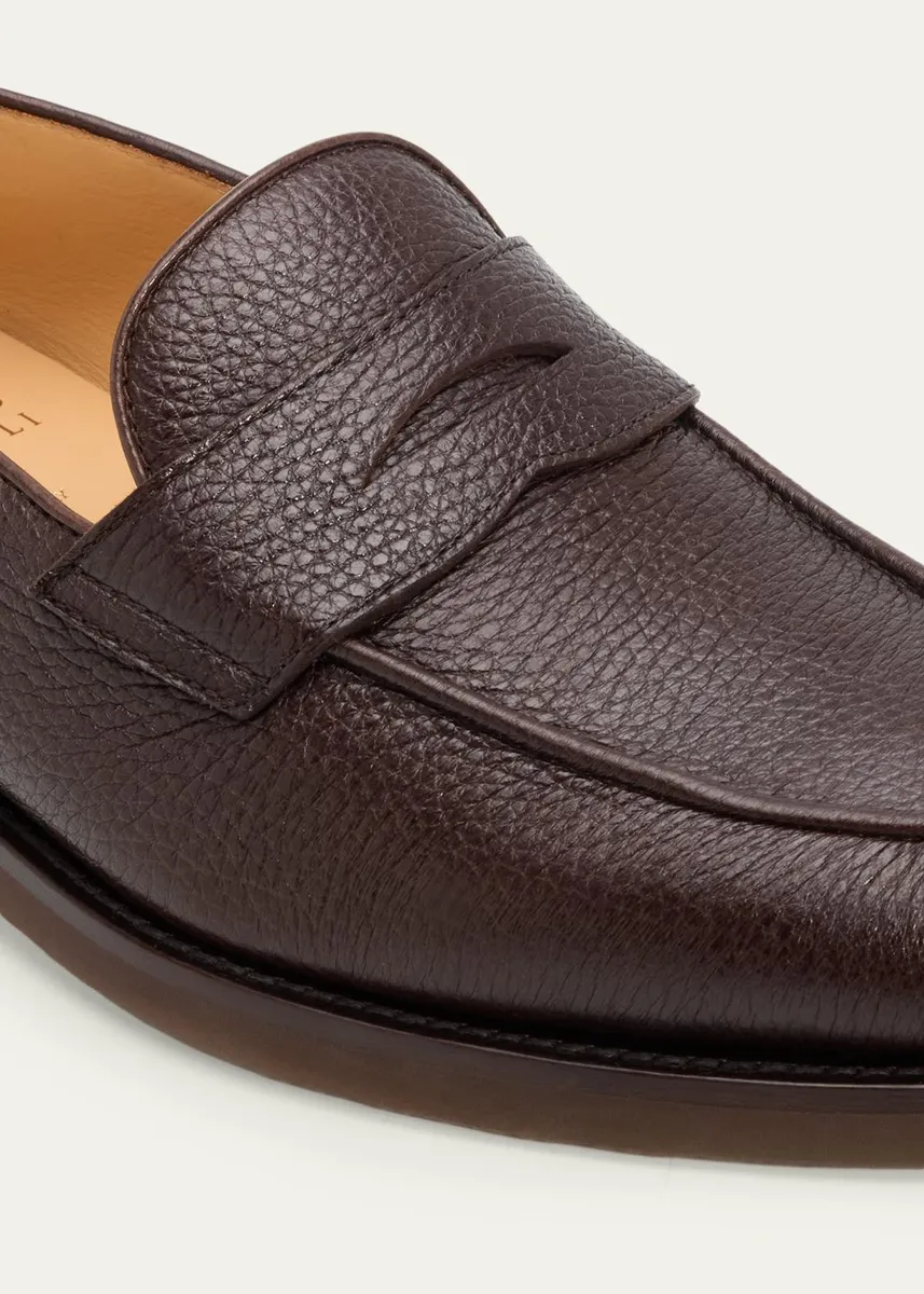 Brunello Cucinelli Men's Deerskin Flex-Sole Penny Loafers | Thumbnail 5 Brunello Cucinelli Men's Deerskin Flex-Sole Penny Loafers | Thumbnail 5