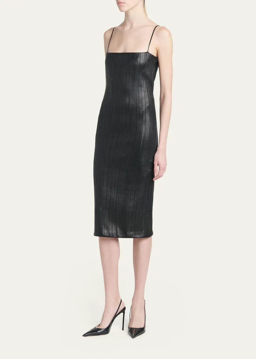 Tom Ford Fluted Leather Sleeveless Midi Dress | Thumbnail 4 Tom Ford Fluted Leather Sleeveless Midi Dress | Thumbnail 4