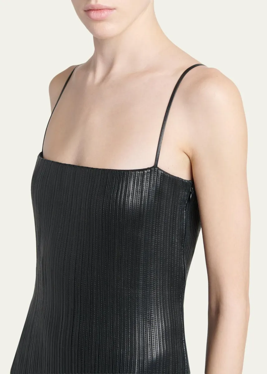 Tom Ford Fluted Leather Sleeveless Midi Dress | Thumbnail 5 Tom Ford Fluted Leather Sleeveless Midi Dress | Thumbnail 5