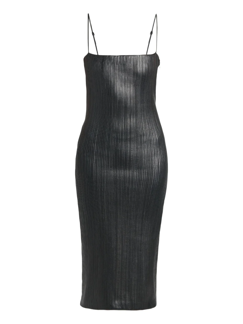 Tom Ford Fluted Leather Sleeveless Midi Dress