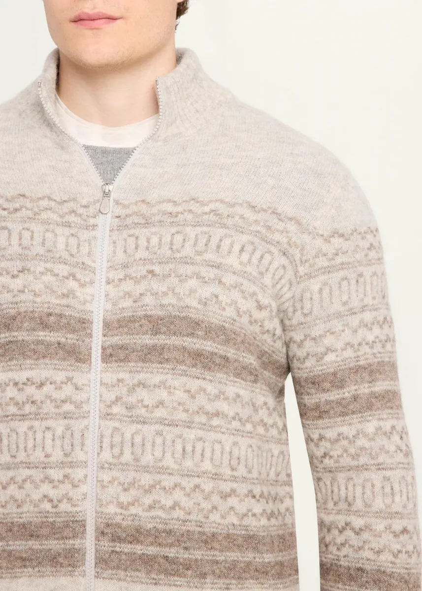 Brunello Cucinelli Men's Geometric Stripe Full-Zip Cardigan | Thumbnail 5 Brunello Cucinelli Men's Geometric Stripe Full-Zip Cardigan | Thumbnail 5