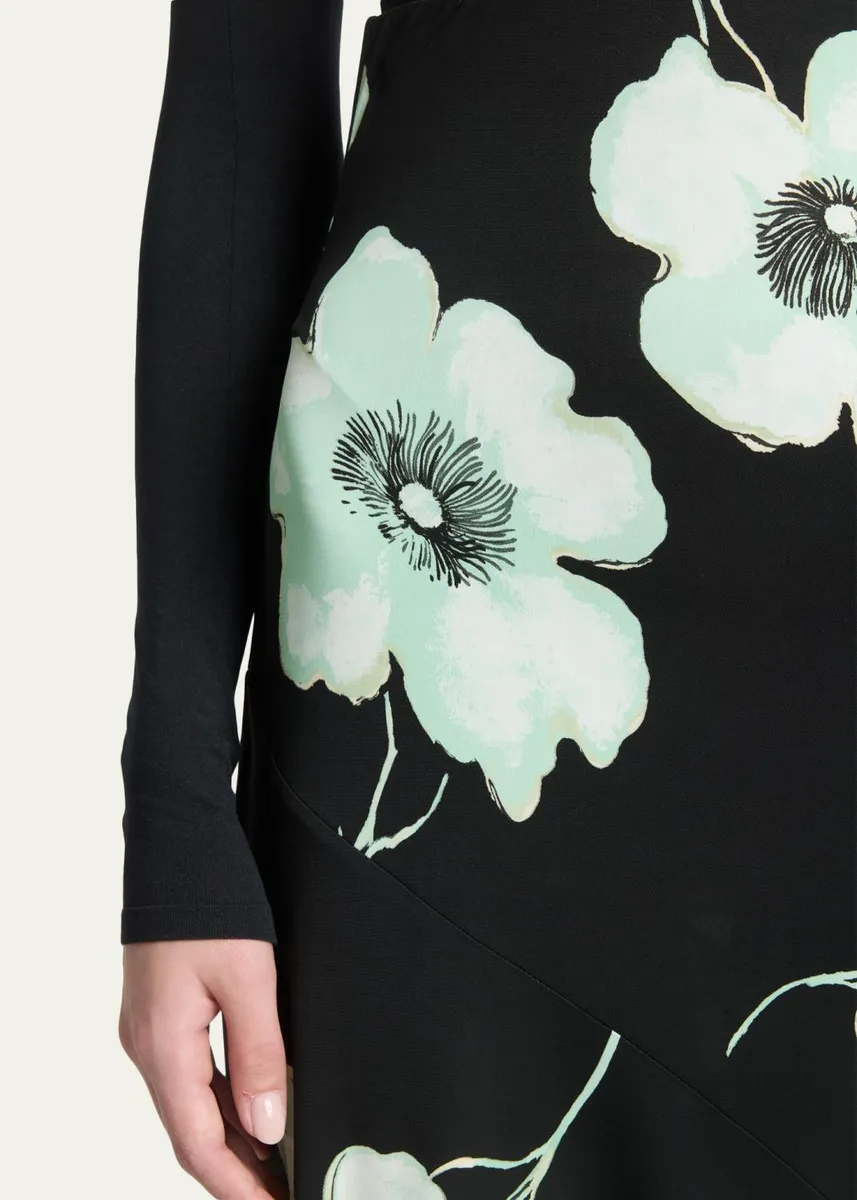 ALAÏA Asymmetric Floral-Print Jersey Midi Skirt | Thumbnail 5