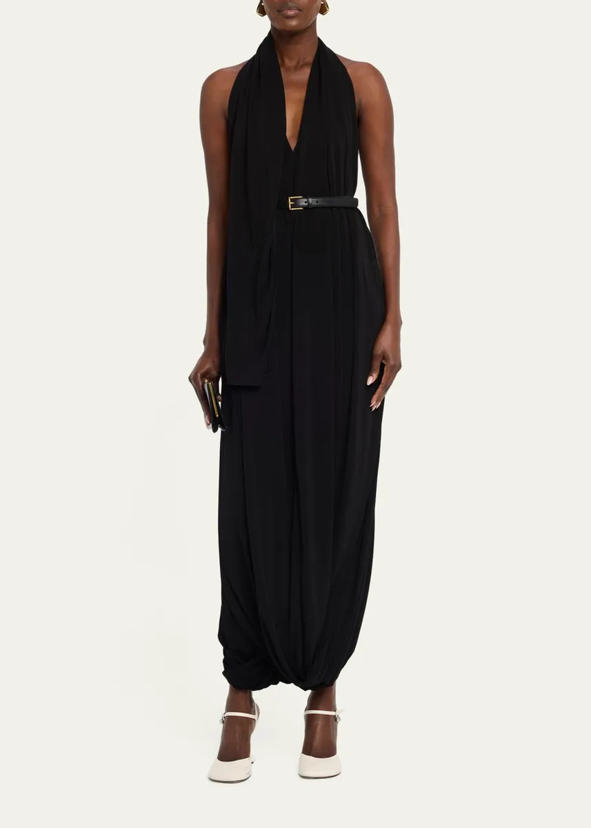 Loewe Backless Draped Crepe Maxi Dress | Thumbnail 2 Loewe Backless Draped Crepe Maxi Dress | Thumbnail 2