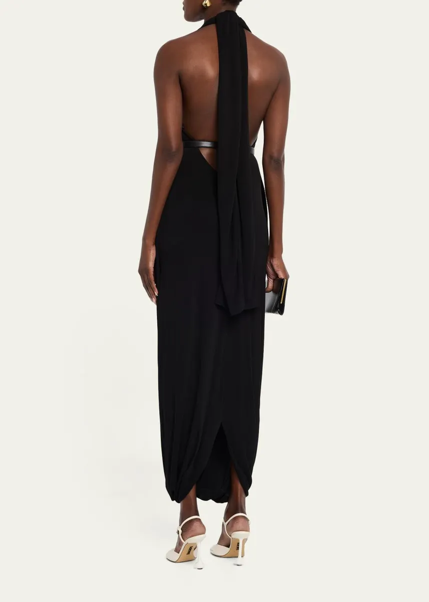 Loewe Backless Draped Crepe Maxi Dress | Thumbnail 3 Loewe Backless Draped Crepe Maxi Dress | Thumbnail 3