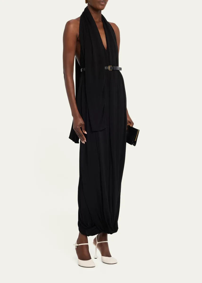 Loewe Backless Draped Crepe Maxi Dress | Thumbnail 4 Loewe Backless Draped Crepe Maxi Dress | Thumbnail 4
