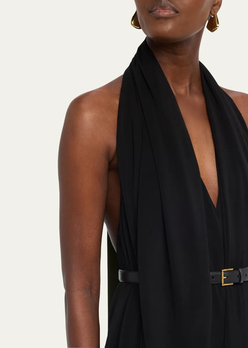 Loewe Backless Draped Crepe Maxi Dress | Thumbnail 5 Loewe Backless Draped Crepe Maxi Dress | Thumbnail 5