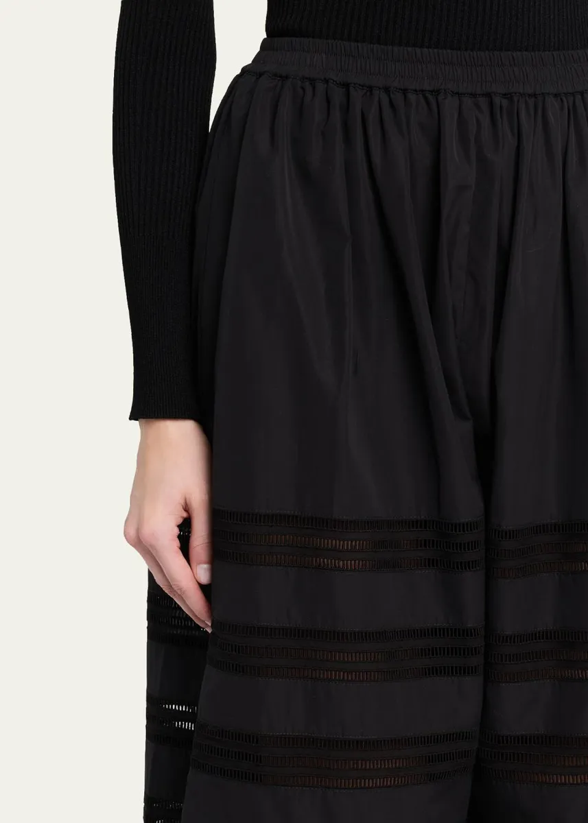 ALAÏA Embroidered Cotton Wide-Leg Crop Culotte Pants | Thumbnail 5