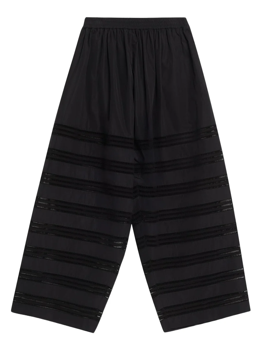 ALAÏA Embroidered Cotton Wide-Leg Crop Culotte Pants
