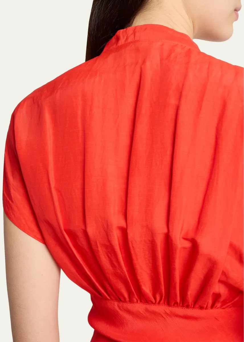 ALAÏA Plunging Belted Linen Midi Dress | Thumbnail 5 ALAÏA Plunging Belted Linen Midi Dress | Thumbnail 5