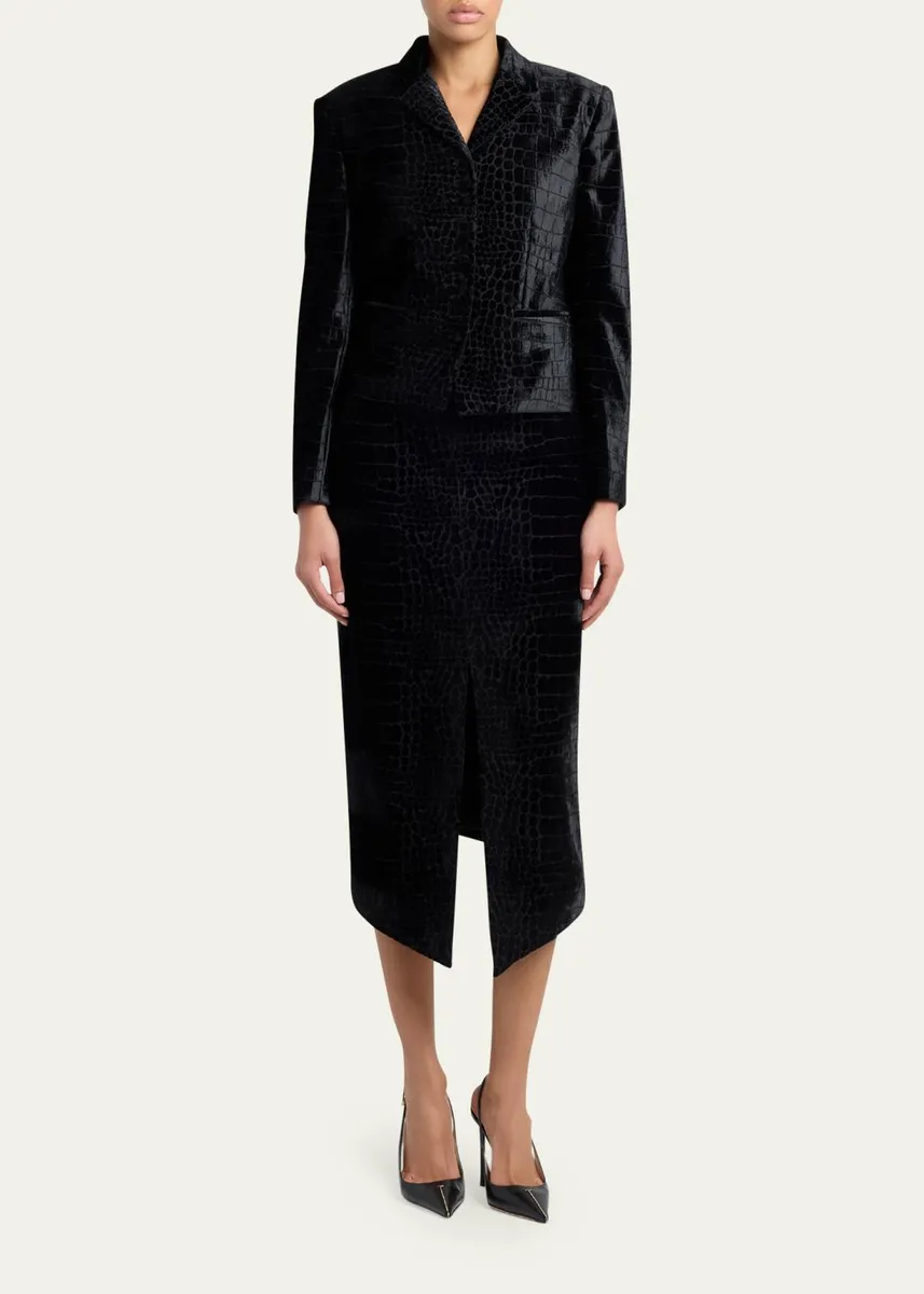 Tom Ford Croc-Embossed Velvet Single-Breasted Jacket | Thumbnail 2