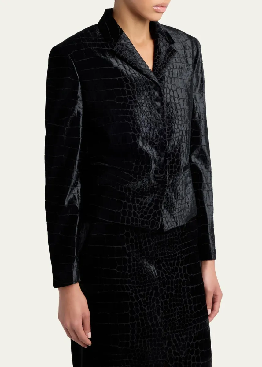 Tom Ford Croc-Embossed Velvet Single-Breasted Jacket | Thumbnail 4