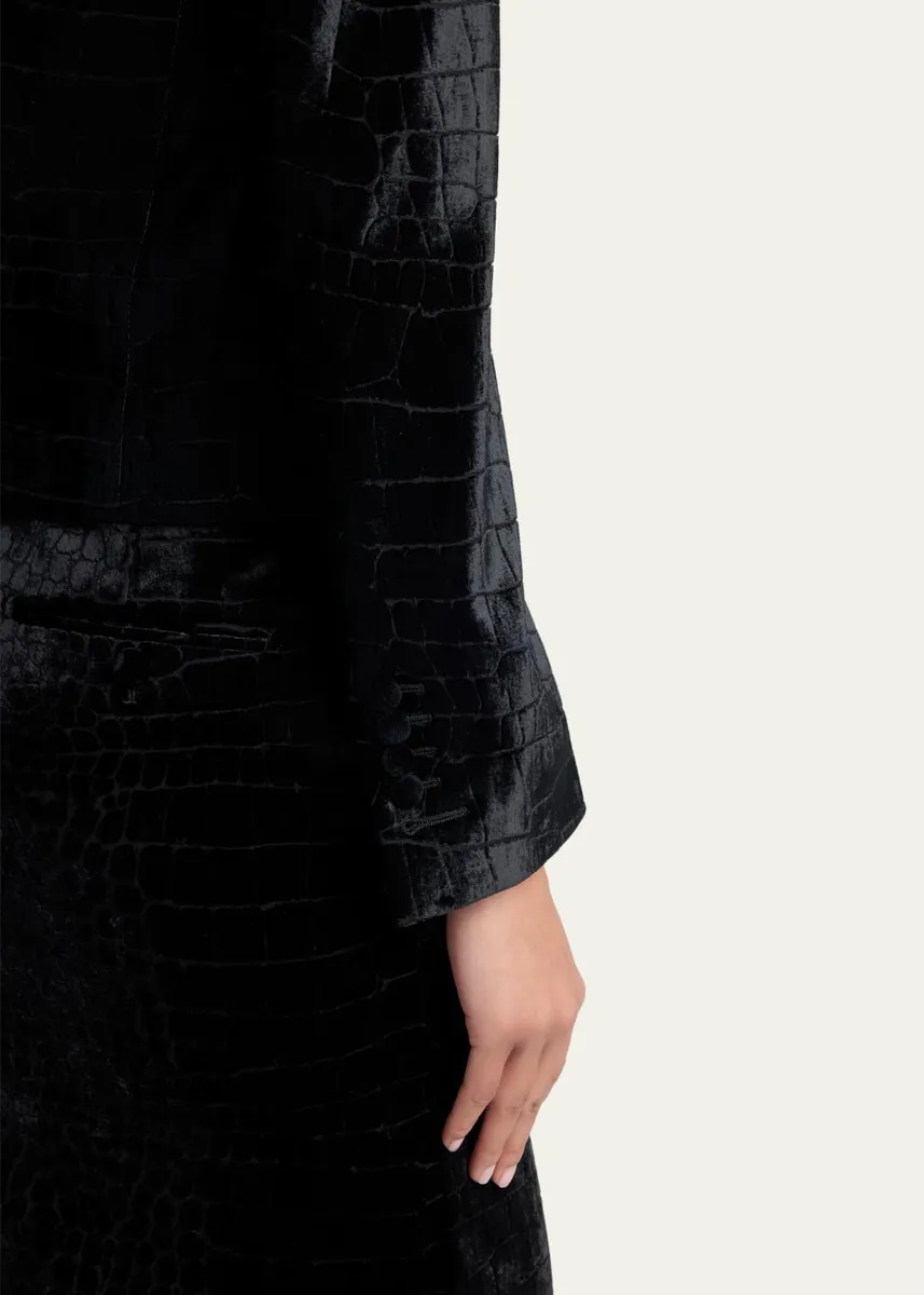 Tom Ford Croc-Embossed Velvet Single-Breasted Jacket | Thumbnail 5