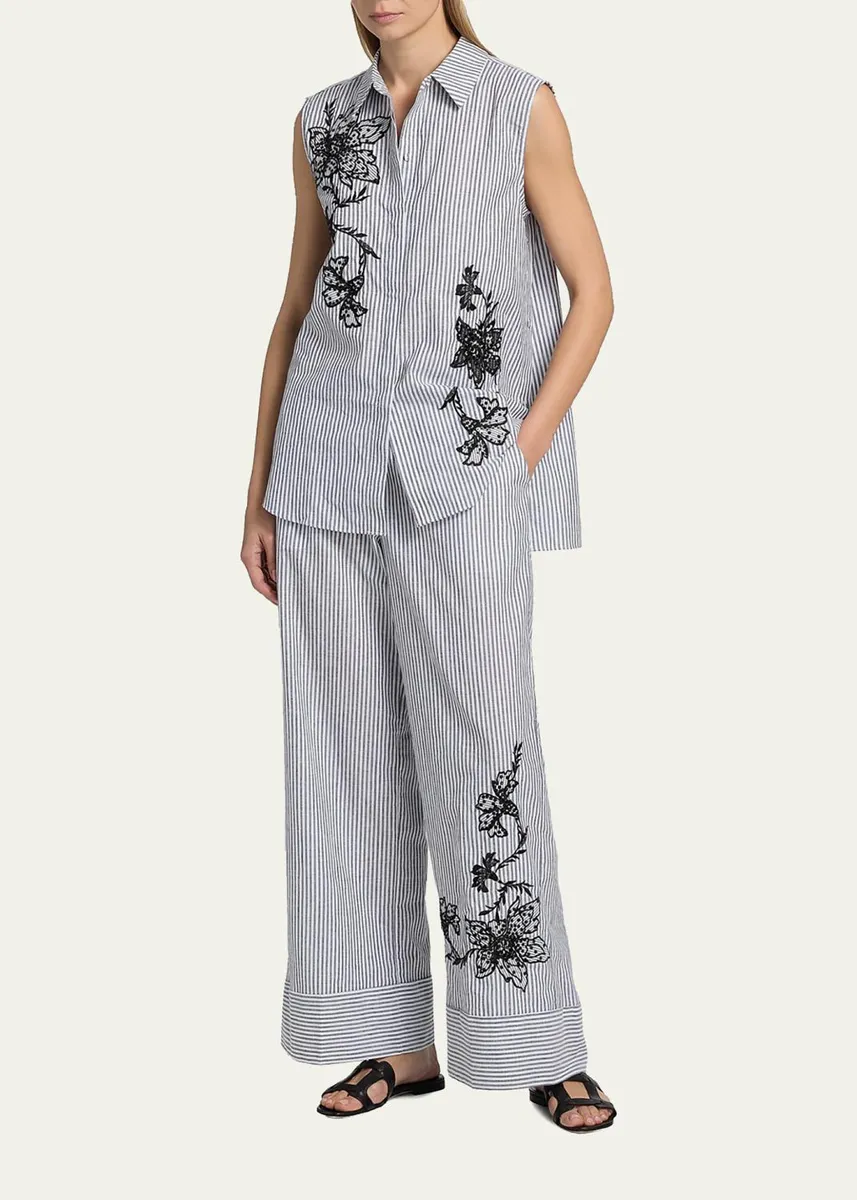 Kobi Halperin Aerin Striped Floral-Embroidered Blouse | Thumbnail 2