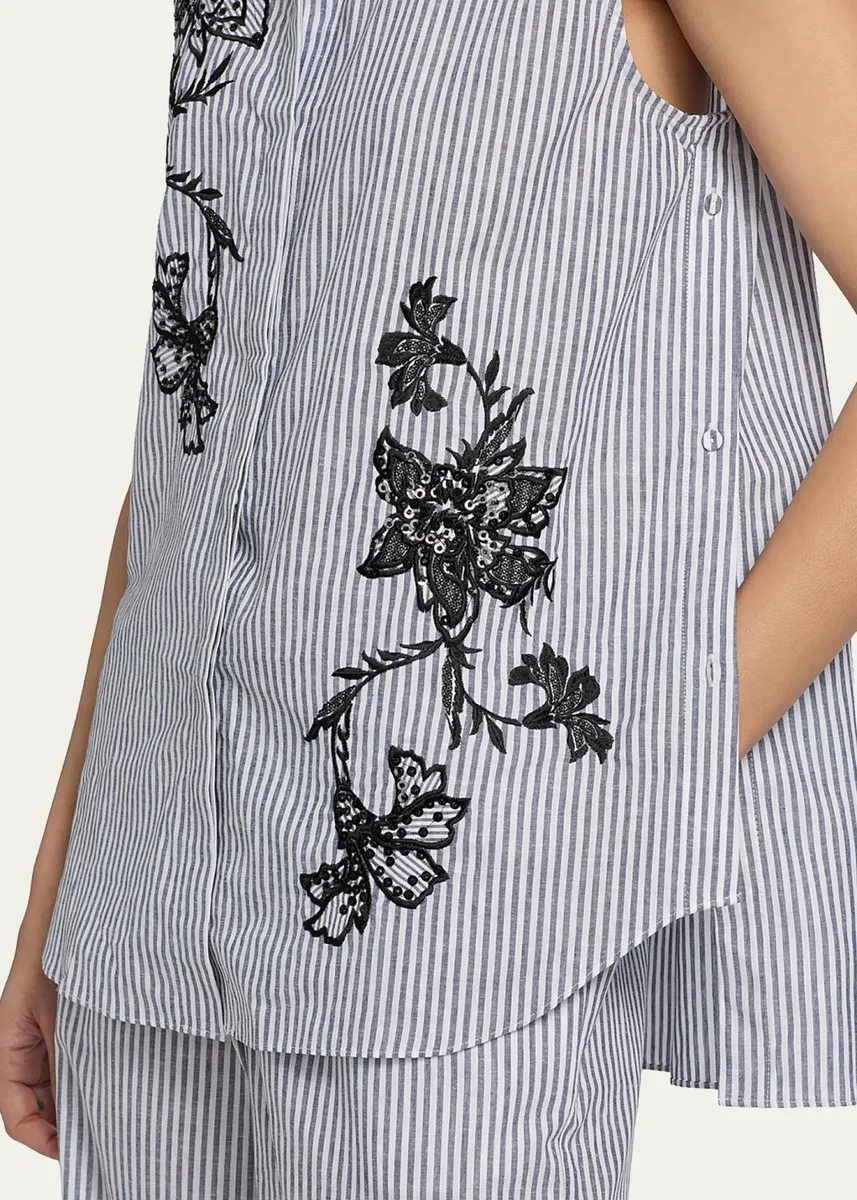 Kobi Halperin Aerin Striped Floral-Embroidered Blouse | Thumbnail 5