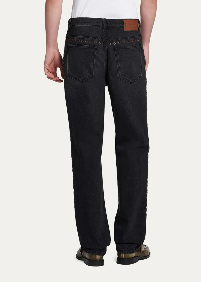 Marni Grommet-Trimmed Straight-Leg Jeans | Thumbnail 3 Marni Grommet-Trimmed Straight-Leg Jeans | Thumbnail 3