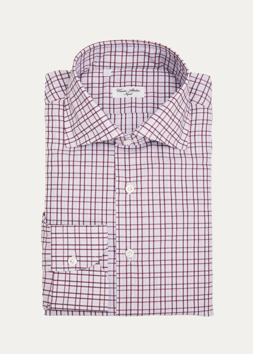 Cesare Attolini Men's Checked Cotton Dress Shirt | Thumbnail 3 Cesare Attolini Men's Checked Cotton Dress Shirt | Thumbnail 3