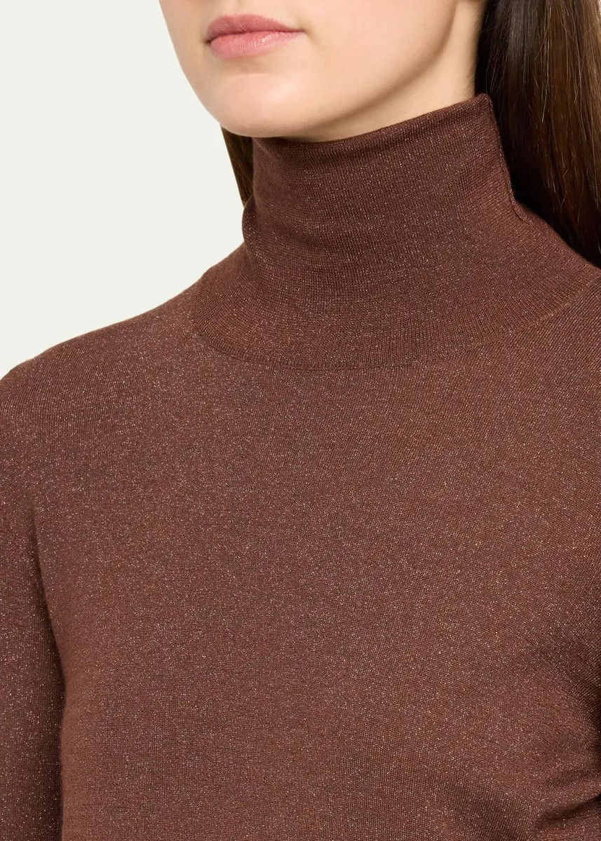 Brunello Cucinelli Shimmering Cashmere-Silk Knit Turtleneck Sweater | Thumbnail 5 Brunello Cucinelli Shimmering Cashmere-Silk Knit Turtleneck Sweater | Thumbnail 5