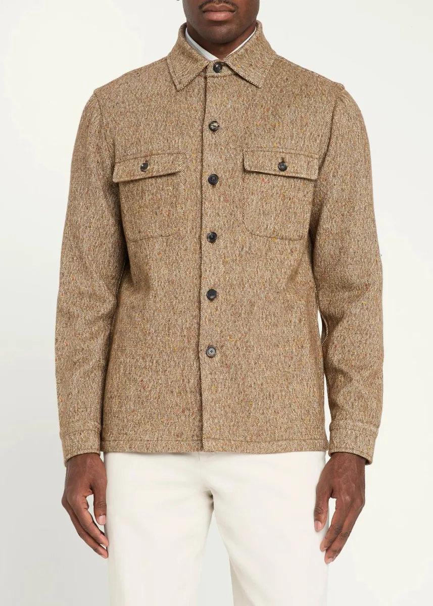 Cesare Attolini Men's Cashmere Donegal Shirt Jacket | Thumbnail 4 Cesare Attolini Men's Cashmere Donegal Shirt Jacket | Thumbnail 4