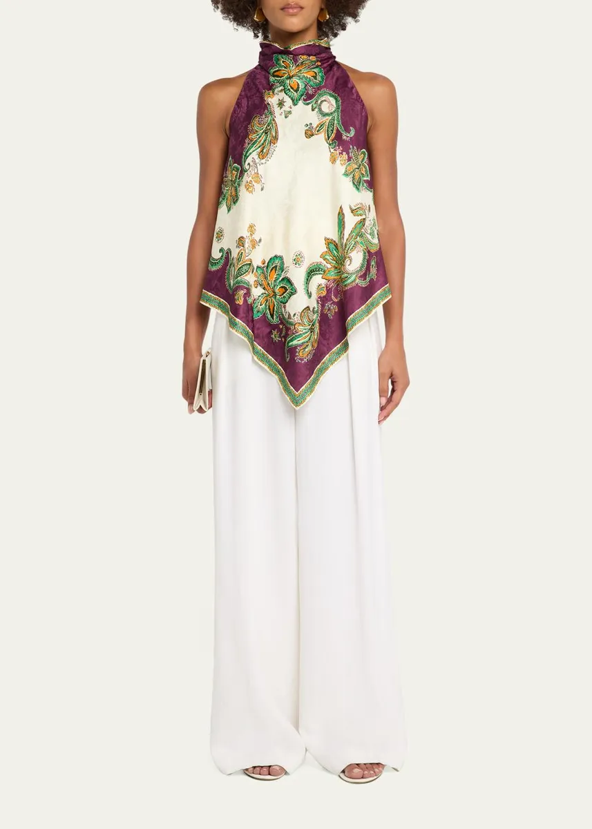 ALÉMAIS Ruthie Floral Jacquard Halter Top | Thumbnail 2