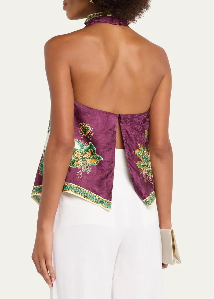 ALÉMAIS Ruthie Floral Jacquard Halter Top | Thumbnail 3
