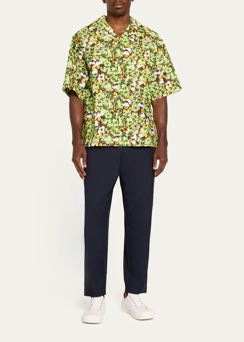 Marni Men's Loose-Fit Stretch Pleated Pants | Thumbnail 2