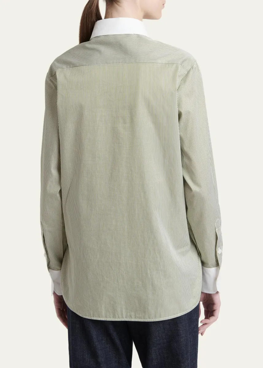 Kiton Striped Cashmere Poplin Button-Down Shirt | Thumbnail 3 Kiton Striped Cashmere Poplin Button-Down Shirt | Thumbnail 3