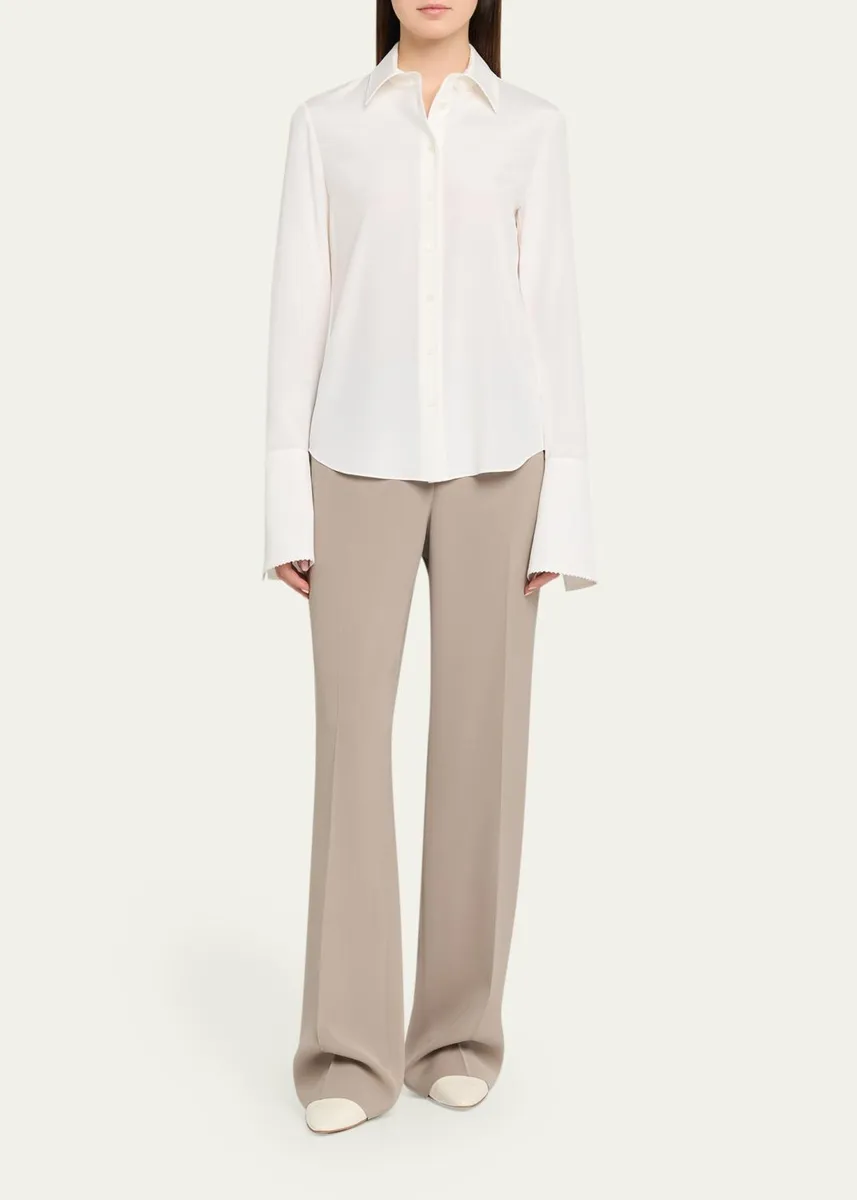 Lafayette 148 New York Lace-Trim Organic Silk Georgette Blouse | Thumbnail 2 Lafayette 148 New York Lace-Trim Organic Silk Georgette Blouse | Thumbnail 2