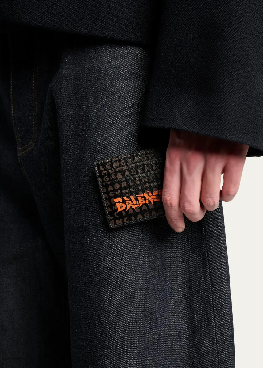 Balenciaga Men's Snob Allover Logo Card Holder | Thumbnail 2