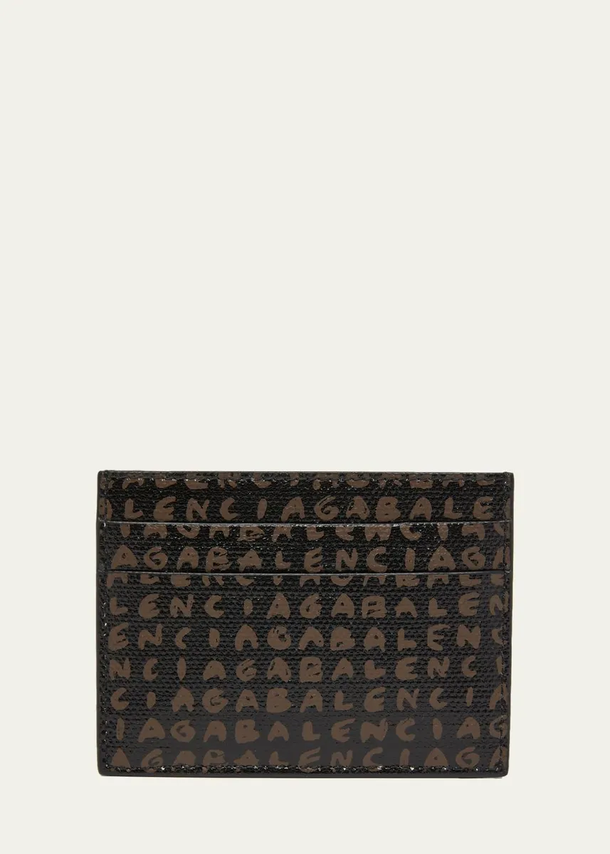 Balenciaga Men's Snob Allover Logo Card Holder | Thumbnail 3