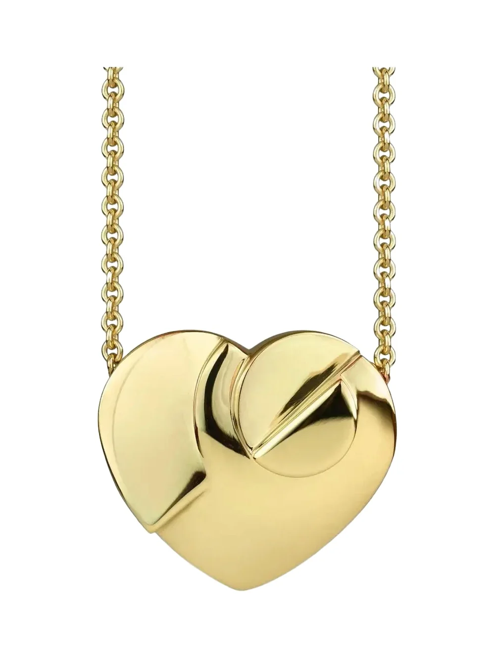 18K Yellow Gold Moderne Heart Pendant Necklace 18K Yellow Gold Moderne Heart Pendant Necklace